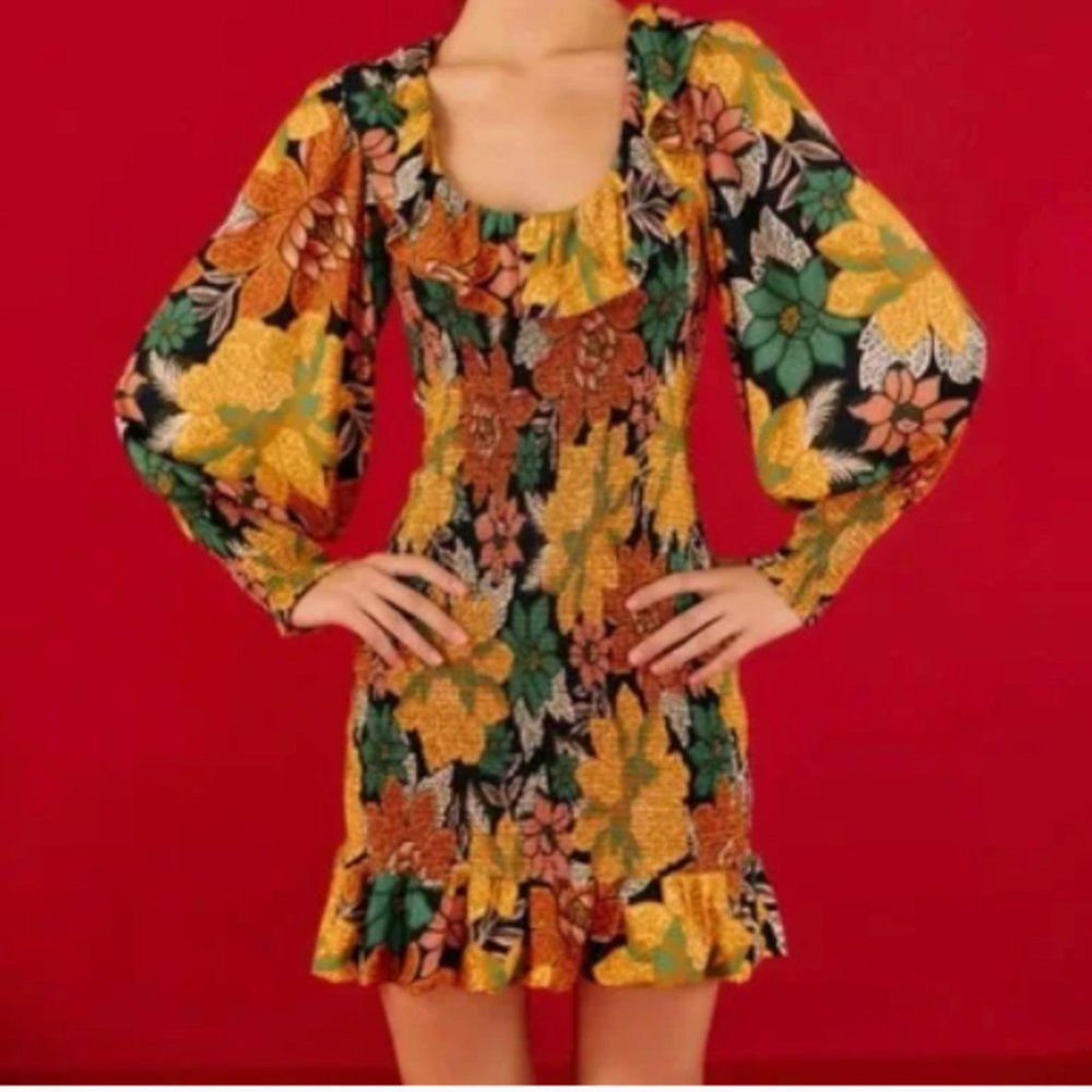 NWT Farm Rio Black Garden Mini Dress